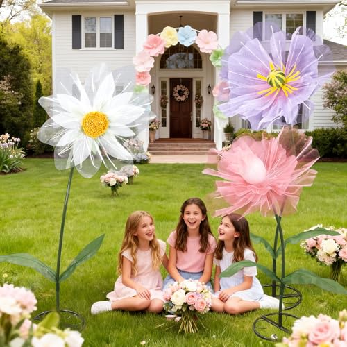 3 Pcs Multicolor Giant Flowers for Decoration with Standing (Multi Color / Classic)