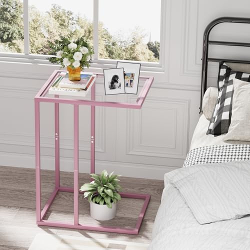 C Shaped End Table Set of 2 (Pink)