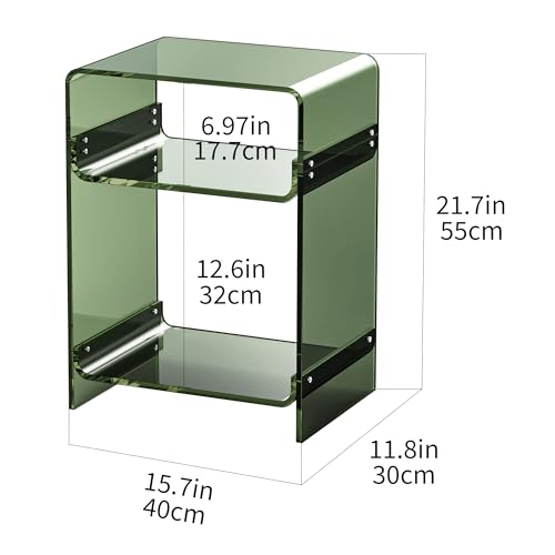 Acrylic Record Player Table with Storage Shelf (Green / Medium)