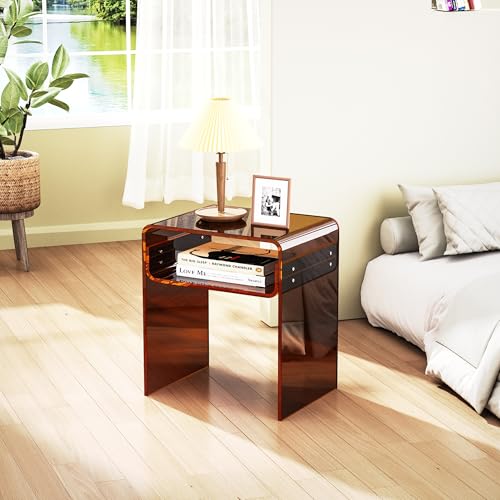 Clear Acrylic End Table 2 (Dark Brown)