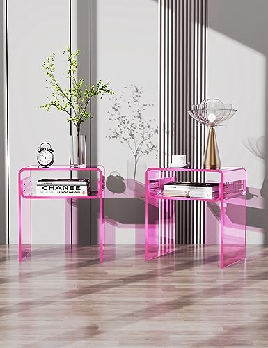 Clear Acrylic End Table 2 (Pink Double)