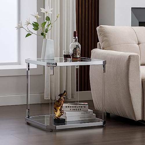 Glass Top Side Table (Silver)