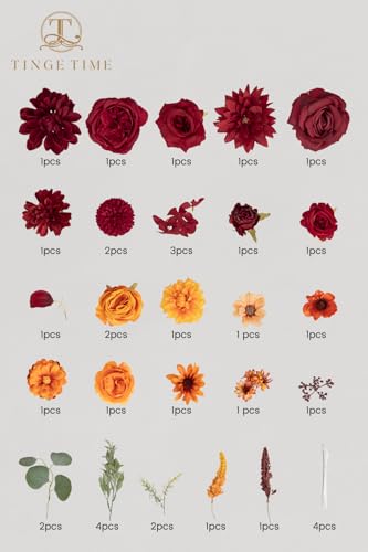 Fall Artificial Flowers Combo (Burgundy & Burnt Orange)