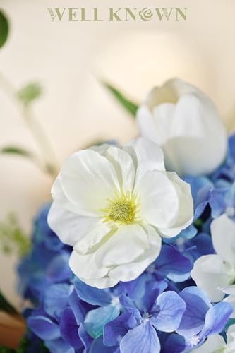 Artificial Flowers with Vase (Blue & White Mixed)