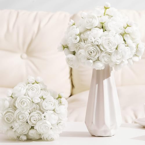 48 Pcs Ranunculus Artificial Flower (White)