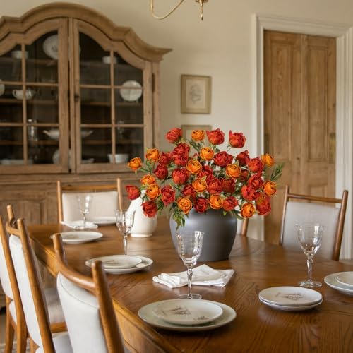 Faux Silk Peony Artificial Flowers Stem for Vase (Autumn)