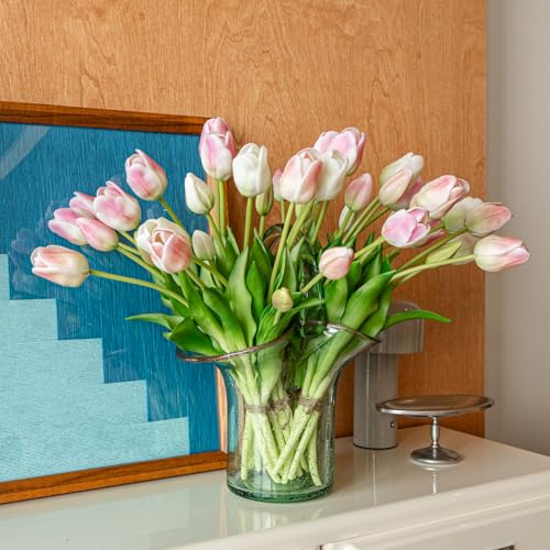 40pcs Artificial Tulips Flowers (40pcs Peach Pink Set (No Vase))