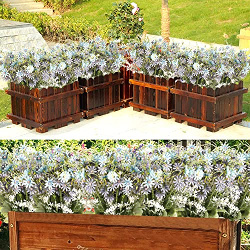 Artificial Flowers Wildflowers Silk Daisy Spring Fake Daisies Decoration Summer UV Resistant Colorful Mixed Bundles Faux Greenery Outdoor Plant Stem Filler for Home Decor Indoor Floral Arrangements (03 Blue)