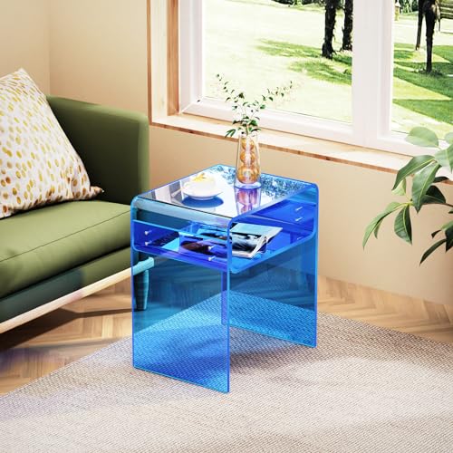 Clear Acrylic End Table 2 (Blue)