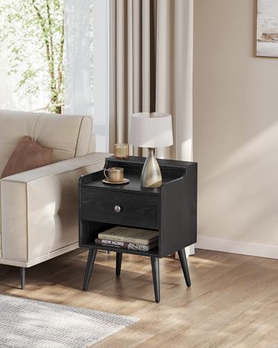 Nightstands Set of 2 (Ebony Black / 15.7"D x 19.7"W x 27.4"H-Mid-Century)