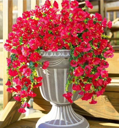 6 Pack Outdoor Artificial Flowers (Red)