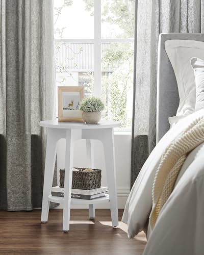 Round Side Table with Lower Shelf (Cloud White / 1 pack)