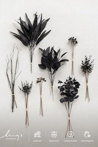 Artificial Faux Greenery Stems 36pcs Black Fake Greenery (Blk-black)