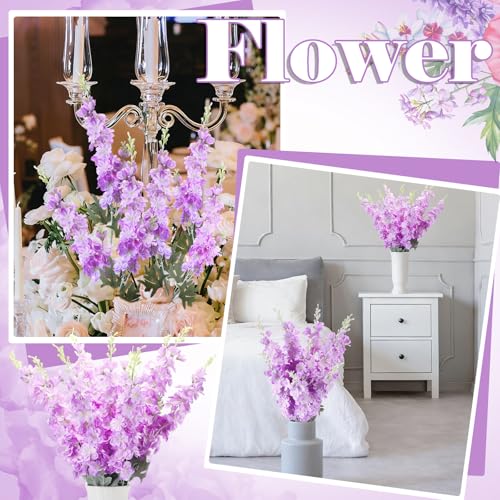 12 Pcs Purple Delphinium Artificial Flower Bulk (34.25" / Purple)
