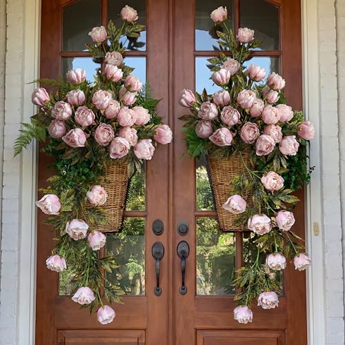Faux Silk Peony Artificial Flowers Stem for Vase (Brownish)