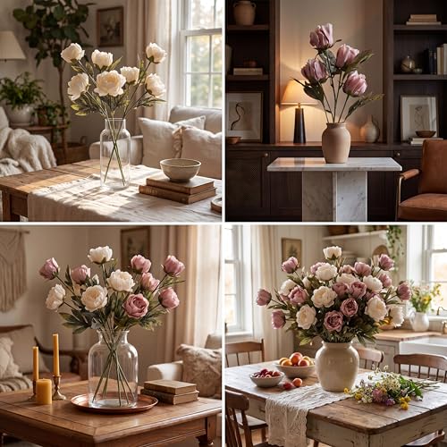 Faux Silk Peony Artificial Flowers Stem for Vase (Mix Color)
