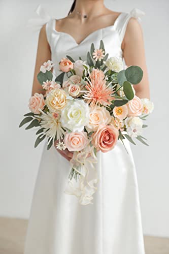 Artificial Flowers Combo Box Set Faux Flowers Bulk Flower Leaf with Stems Arrangements for DIY Wedding Bouquets Party Table Centerpieces Home Decorations Indoor Outdoor (Champagne)