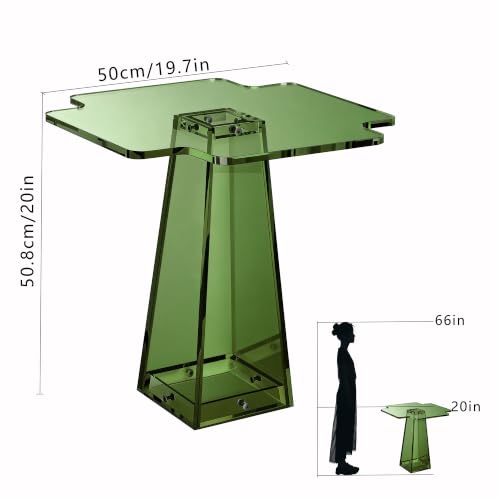 Acrylic Side Table Nightstand (Green / 19.7“×19.7“×20”)