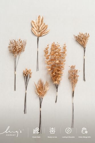 Artificial Faux Greenery Stems 33pcs Golden Fake Greenery (Gld-golden)