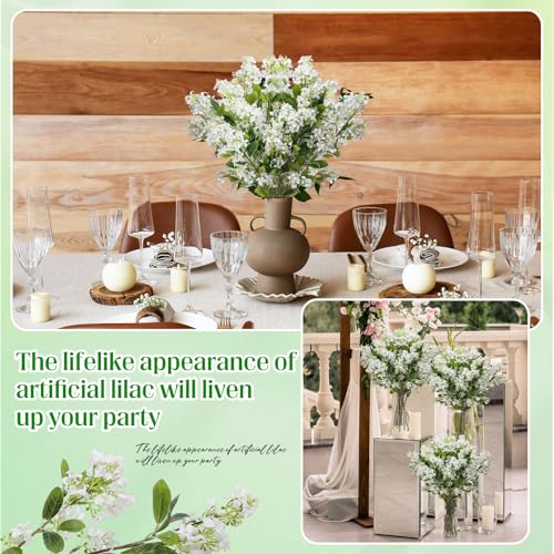 10 Pcs 30" Artificial Lilac Flowers Fake Delphinium Antirrhinum Stem Silk Artificial Flower Branch Floral Arrangement for Vase Centerpieces Wedding Bouquet Home (White)