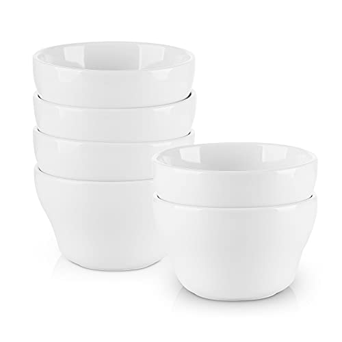 Ceramic Small Bowls Dessert Bowls 8oz Bouillon Cups for Dessert Soup Dipping Sauce Coffee Cupping Microwave and Dishwasher Safe (6 Count)