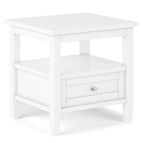 Warm Shaker 20" Wide Solid Wood Square End Table in White