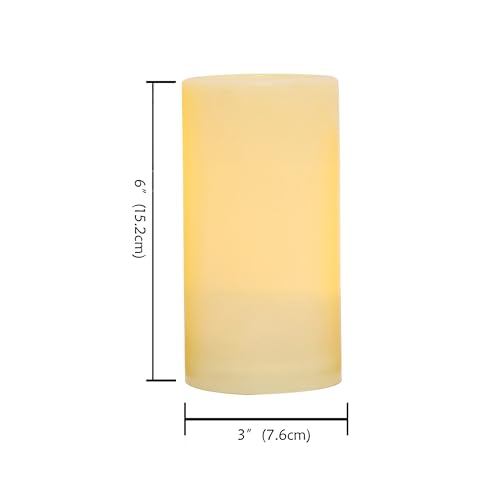 Outdoor Battery Operated Flameless LED Pillar Candles Remote D3”xH6” 2 PCS (2 Count)