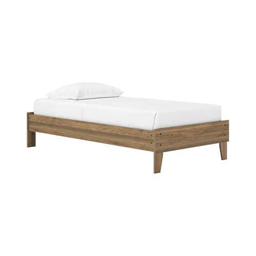 Deanlow Mid Century Modern Twin Platform Bed with Metal Slats