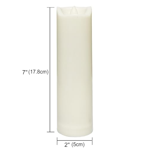 Waterproof Outdoor Battery Operated Flameless Candles with Auto Timer Flickering Plastic Resin Electric LED Slim Pillar Lights for Lantern Patio Garden Wedding Decorations 2”x7” 2 Pack (2 Count)