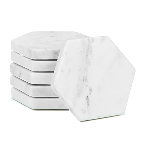 Set of 6 Hexagon Marble Coasters (25 Count)