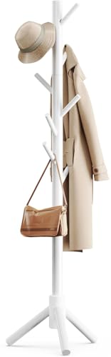 Solid Wooden Coat Rack Freestanding with 8 Hooks
