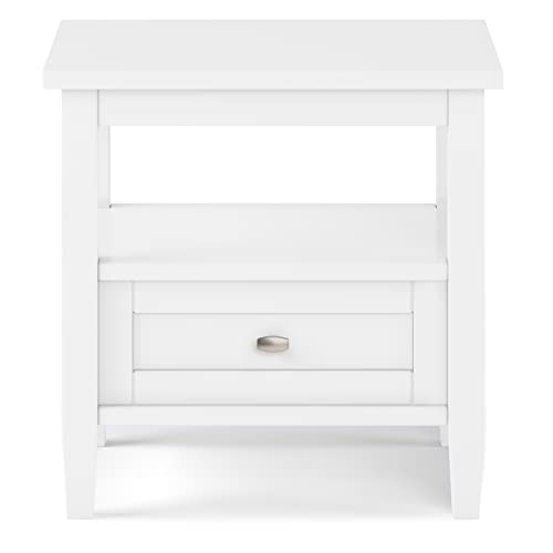 Warm Shaker 20" Wide Solid Wood Square End Table in White