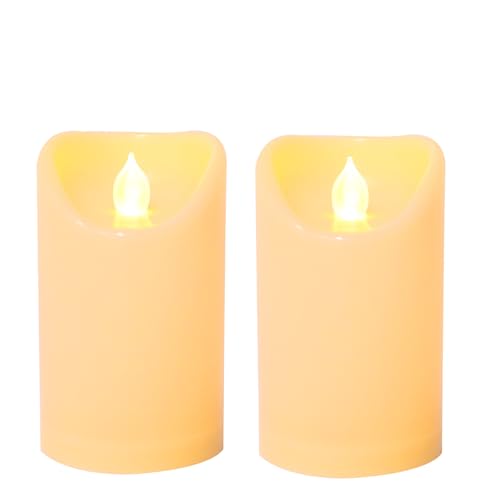 Outdoor Battery Operated Flameless Candles with Remote Timer D3”xH5” 2 PCS (2 Count)