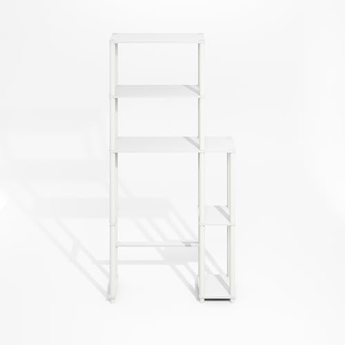 Turn-N-Tube Over The Toilet Storage, 5-Shelf Over The Toilet Organizer, Freestanding Space Saver Bathroom Shelf, for Bathroom Organizers and Storage, Plain White