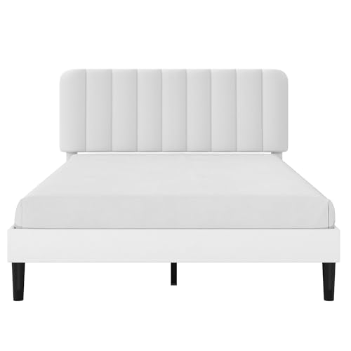 Full Size Bed Frame with Upholstered Headboard