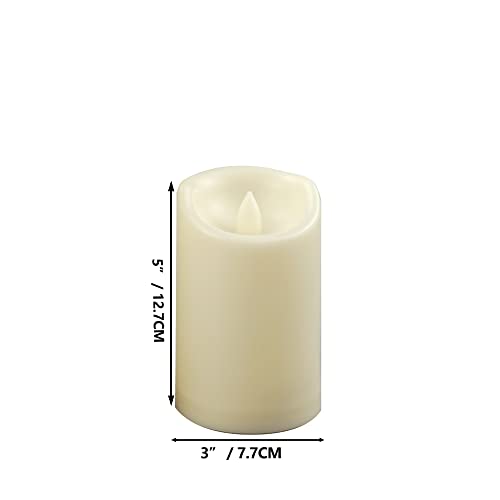 Outdoor Battery Operated Flameless LED Pillar Candles Remote D3”xH5” 2 Pack (2 Count)