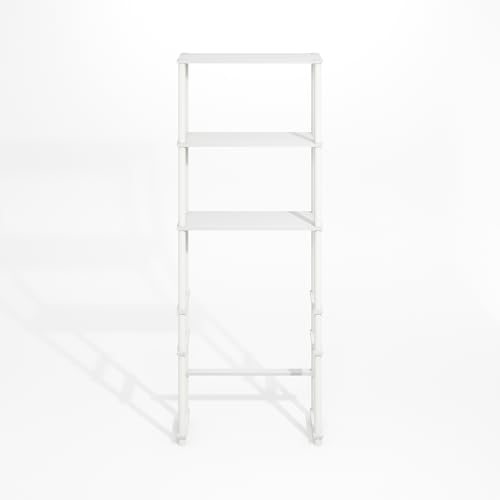 Turn-N-Tube Over The Toilet Storage, 3-Shelf Over The Toilet Organizer, Freestanding Space Saver Bathroom Shelf, for Bathroom Organizers and Storage, Plain White