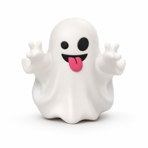 Halloween Ghost Statue Cute Spooky Figurine Desk Ornament Decoration Cartoon Mini Ghost with Funny Tongue Design for Festive Home Office Desktop Shelf Bookcase Decor Display Ornament