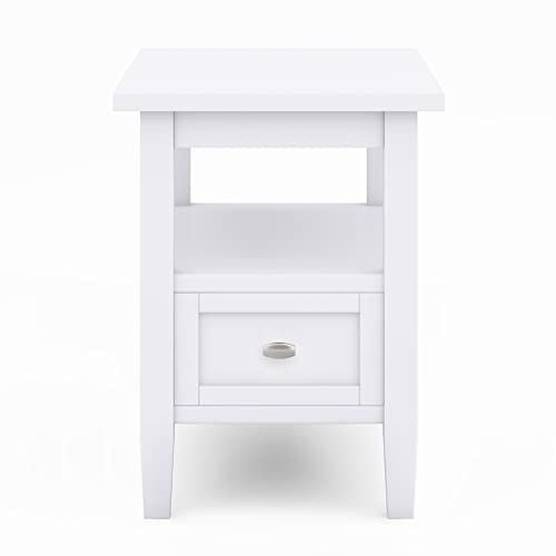 Warm Shaker 14" Wide Solid Wood Square End Table in White