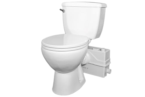 800W 1+HP American Round Macerating Toilet Kit with Macerator Pump for Basement Toilet System (38 GMP)