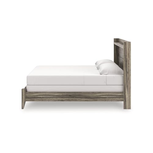 Gray King Bedframe Wood Panel with LED
