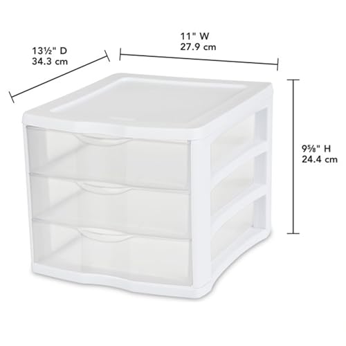 ClearView Compact Stacking 3 Drawer Storage Organizer System for Crafting Supplies (16 Count)