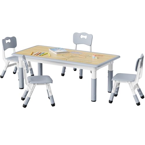 Height Adjustable Toddler Table and 4 Chairs Set