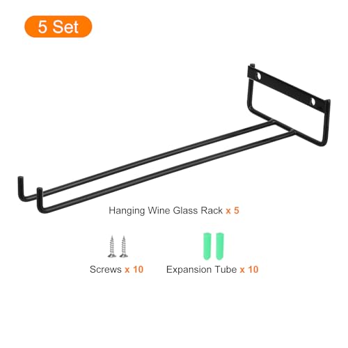 5 Pack Black Iron Wine Glass Rack (5 Count)