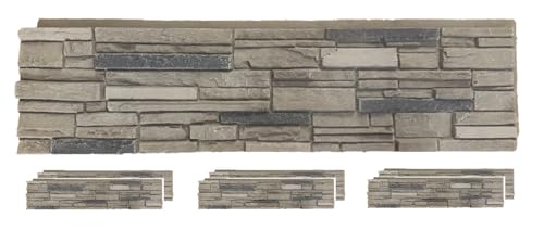 Distinct 6 Pack Faux Stone Wall Panel 48 in x 13 in x 2 in Stacked Stone High Density Polyurethane Wall Siding Panels 24 sq ft (24 Sq Ft)