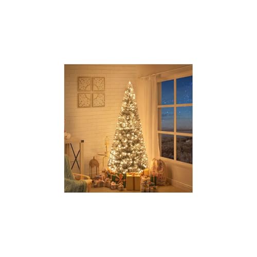 Salzburg 6.5ft Frosted Prelit Slim Artificial Christmas Tree with 864 Branch Tips