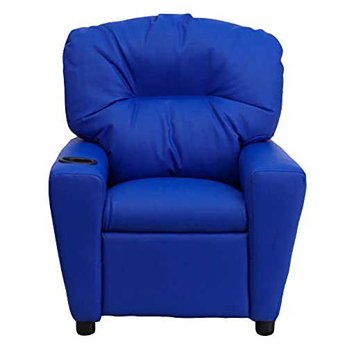 Chandler Vinyl Kids Recliner with Cup Holder and Safety Recline