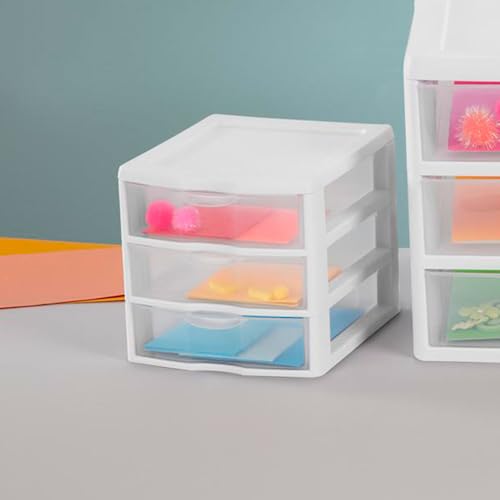 Clearview 3 Drawer Cart Small Plastic Storage Organizer (18 Count)