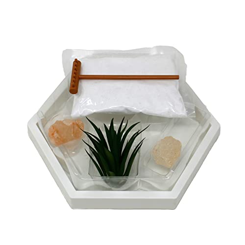 Mini Zen Garden Kit for Desk with White Sand