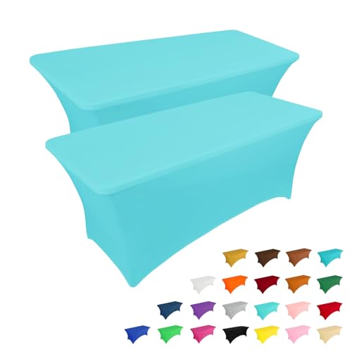 6FT Table Cloth for Rectangular Spandex Blue Mist Table Cover
